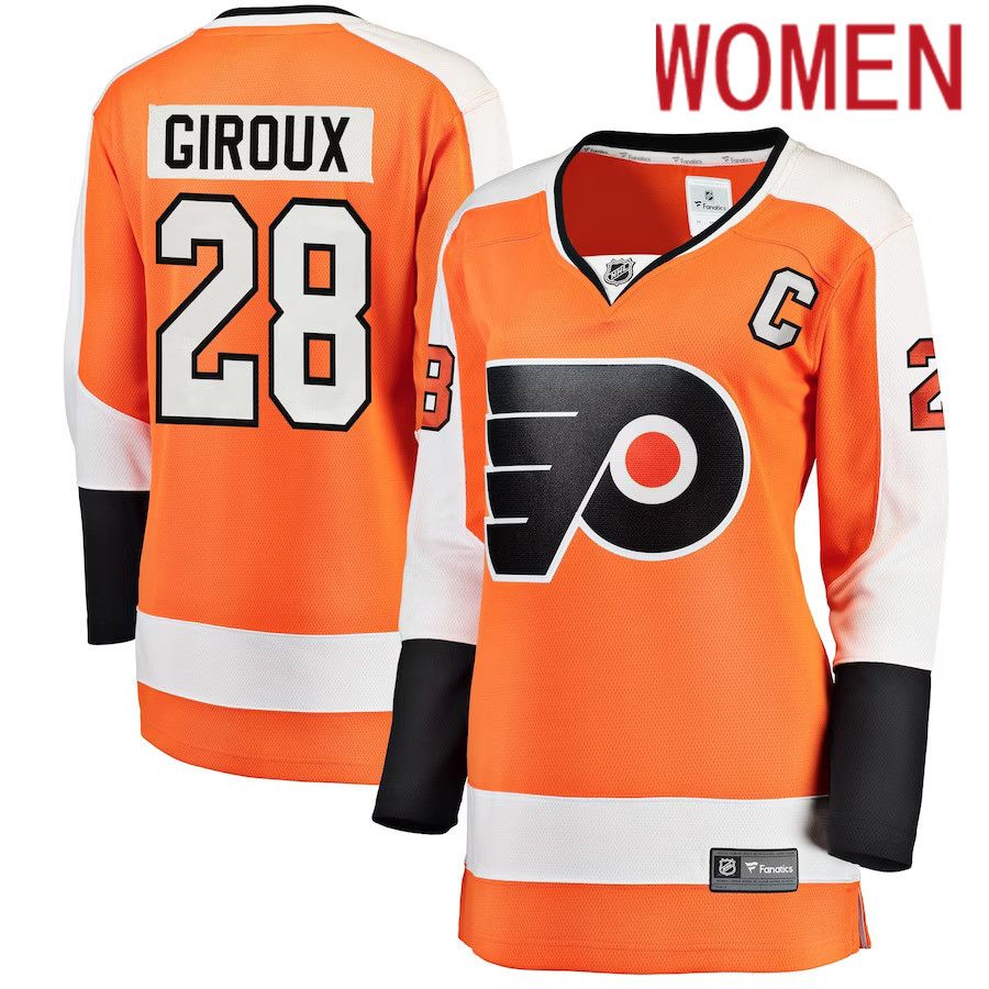 Women Philadelphia Flyers #28 Claude Giroux Fanatics Branded Orange Home Breakaway Player NHL Jersey